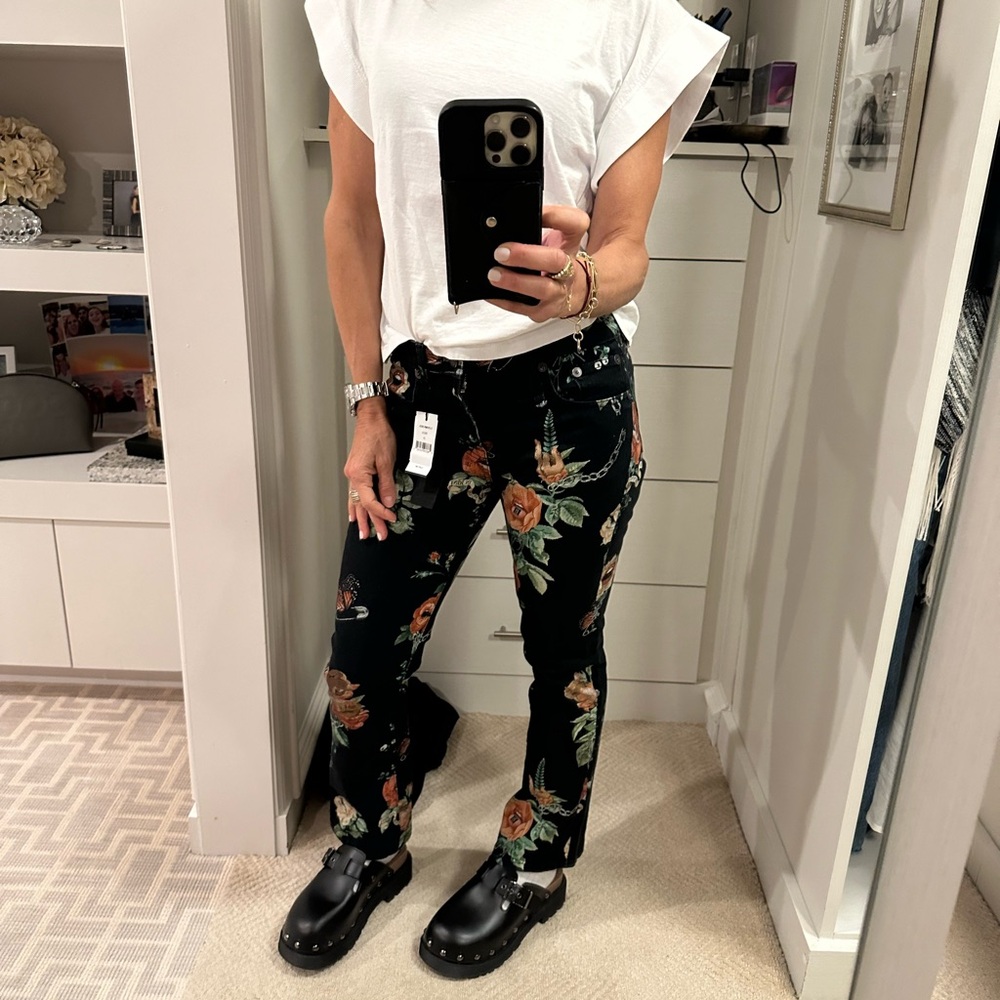 R13 new with tag eclectic“cool” jeans!!! Black denim very edgy! FUN design.!!
